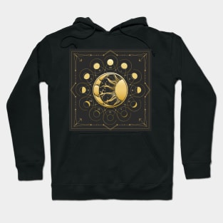 Sun and Crescent Moon with Phases Medieval Astrological Emblem Hoodie